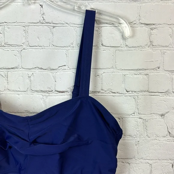 BloomChic Navy Crossover Gathered Tankini Swim Top Plus Size 1X - Picture 3 of 7